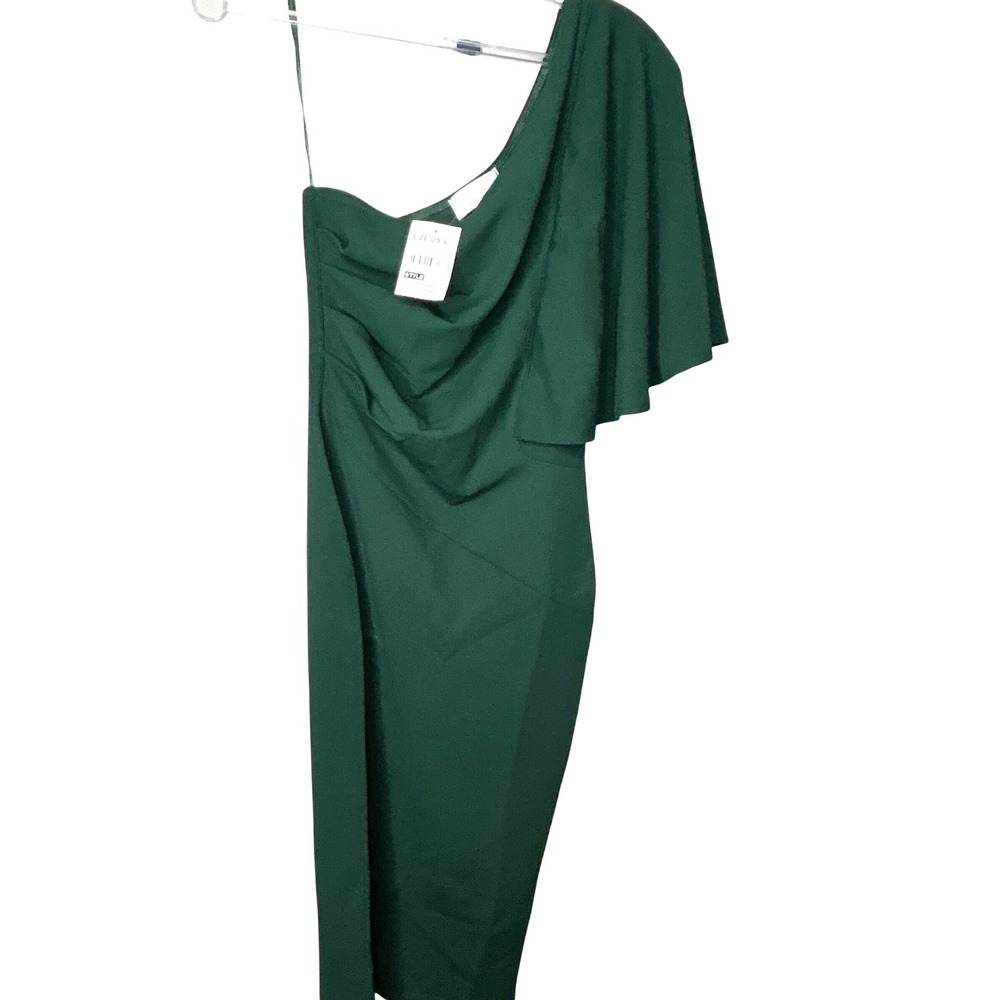 QUIZ Green One Shoulder Ruffle Midi Dress UK 10 EUR 38 US‎ 6 NWT Nordstrom